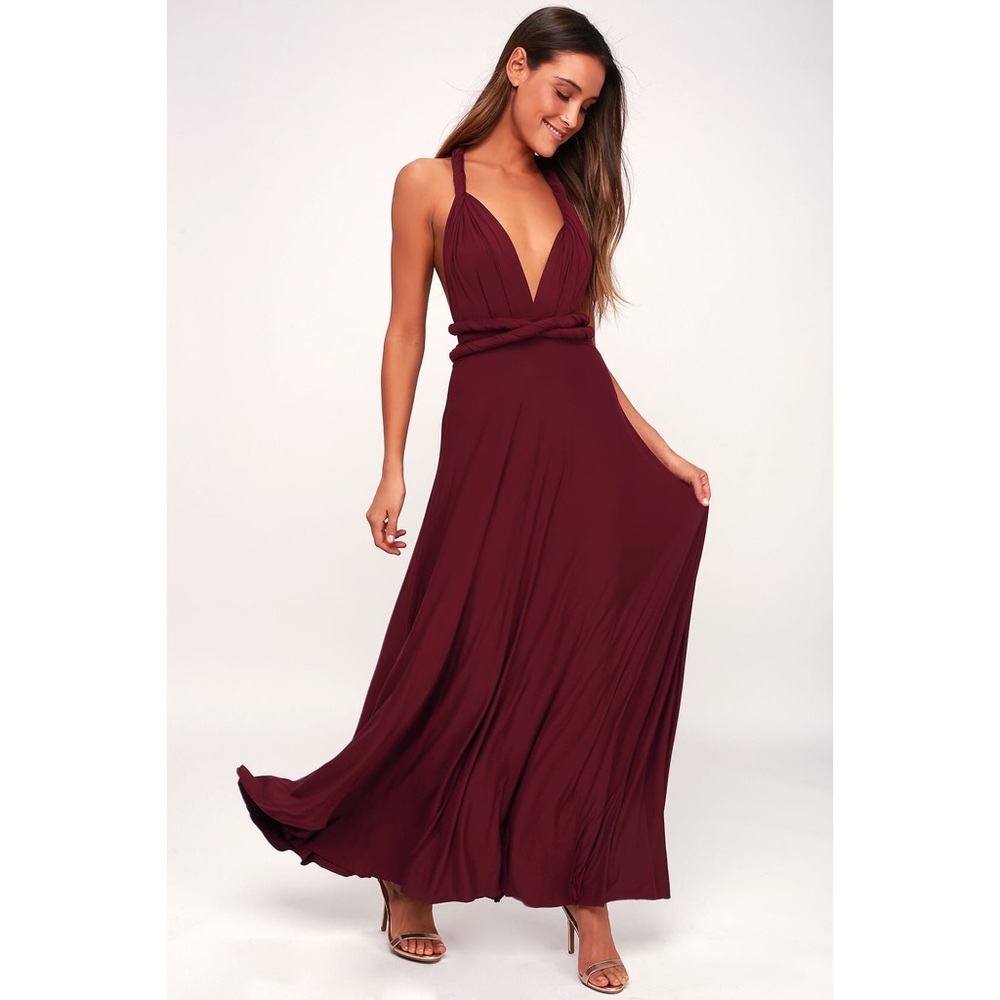 NWOT Lulus Tricks of the Trade Burgundy Maxi sizeL